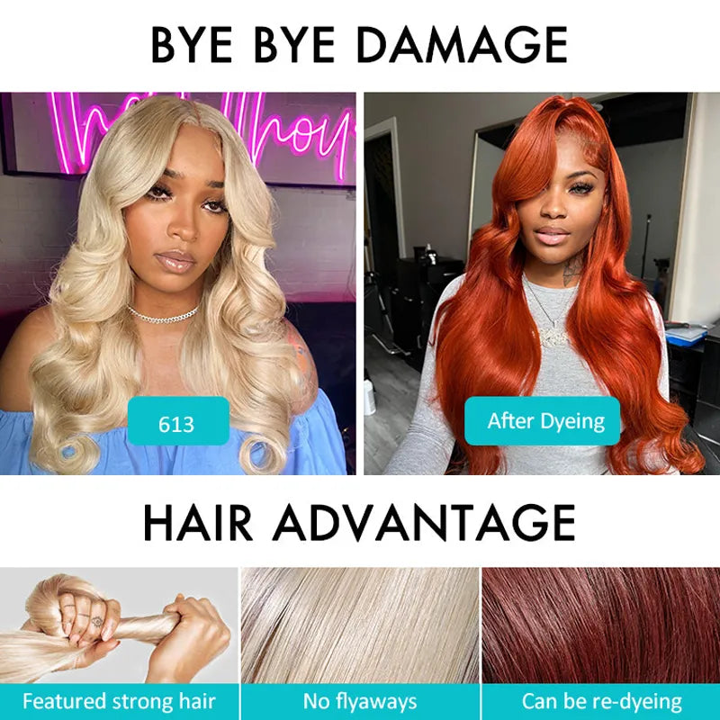 Ashimary Upgrade 360 Skin Lace Frontal with Invisi Strap Blonde 613 Layer Cut Body Wave Glueless Wig No Gel Needed Breathable Human Hair wig
