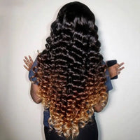 Black Brown Honey Blonde Ombre 360 Skin Lace Frontal with Invisi Strap Bouncy Layer Cut 3D Body Wave Pre Bleached Human Hair Wig