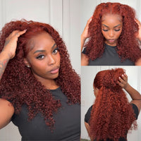 Reddish Brown Kinky Curly Invisi Strap Snug Fit 360 Melting Lace Frontal Bleached Knots Glueless Lace Wig