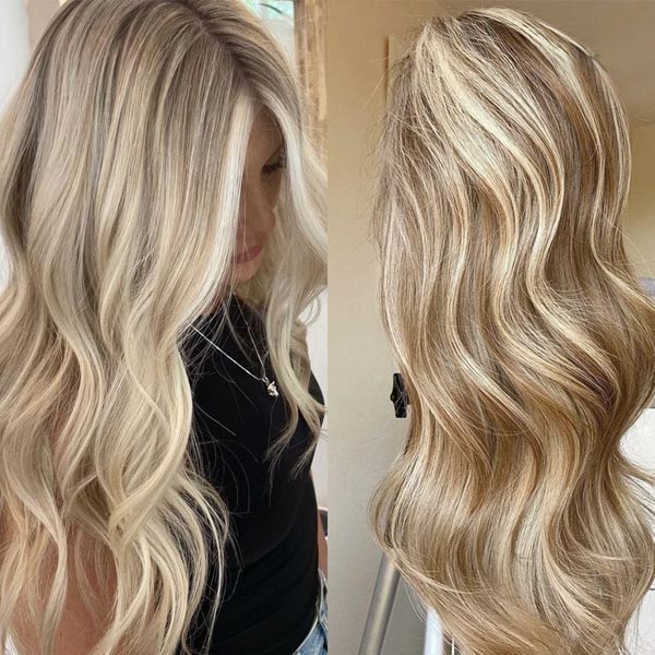 Kisslove Blonde Balayage On Warm Brown 3D Body Wave 360 Lace Wigs Invisi Drawstring Cap Hat Wig