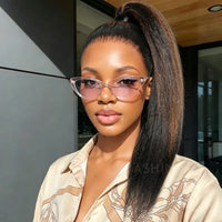Kinky Straight Brown Highlight Invisi Strap 360 Skin Lace Frontal Glueless Wig Pre Everything Human Hair Wig