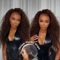 Kinky Curly Chocolate Brown Invisi Strap 360 Lace Wig Pre Everything Glueless Drawstring Human Hair Wigs