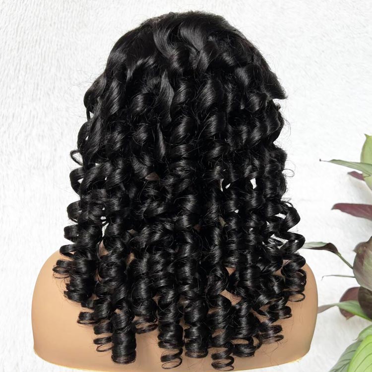 Fancy Curly 13x4 HD Transparent Lace Frontal Wigs 100% Human Hair Daily Wear Wig