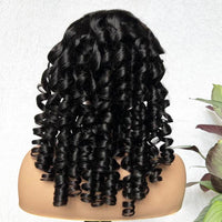 Fancy Curly 13x4 HD Transparent Lace Frontal Wigs 100% Human Hair Daily Wear Wig