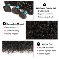 Jerry Curly 3 Bundles With 13*4 HD Lace Frontal 12A Brazlian Virgin Human Hair Weave
