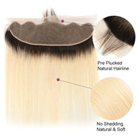 1B/613 Ombre Blonde Bundles With 13x4 Lace Frontal Closure Straight Human Hair
