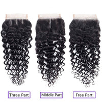 4x4 Lace Closure With Bundles Deep Wave 12A Brazilian Virgin Hair Weave