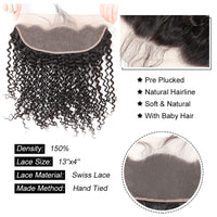 Jerry Curly 3 Bundles With 13*4 HD Lace Frontal 12A Brazlian Virgin Human Hair Weave
