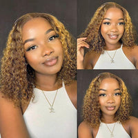 P4/27 Highlight Bob Deep Wave 5x5 & 13x4 Transparent Lace Wigs 100% Human Hair