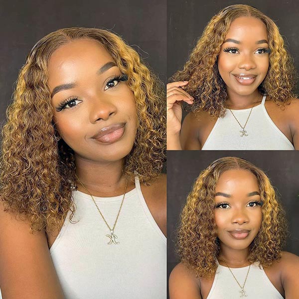 P4/27 Highlight Bob Deep Wave 5x5 & 13x4 Transparent Lace Wigs 100% Human Hair