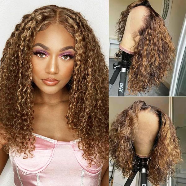P4/27 Highlight Bob Deep Wave 5x5 & 13x4 Transparent Lace Wigs 100% Human Hair