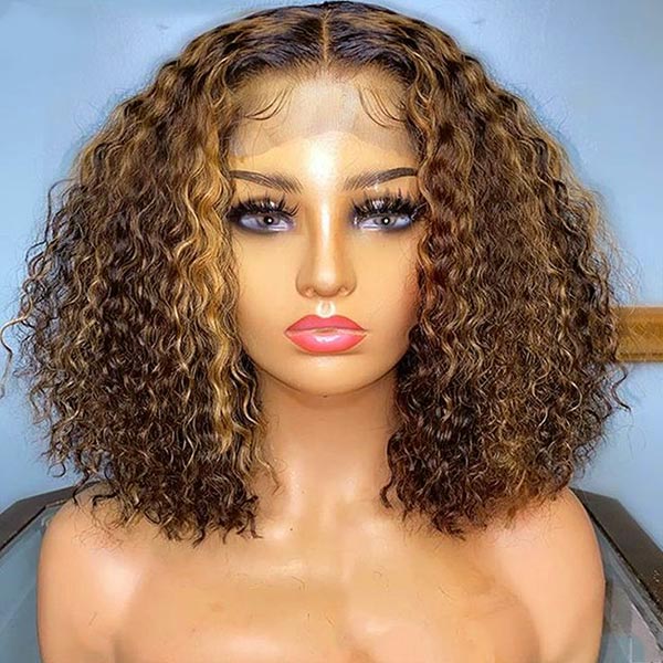 P4/27 Highlight Bob Deep Wave 5x5 & 13x4 Transparent Lace Wigs 100% Human Hair
