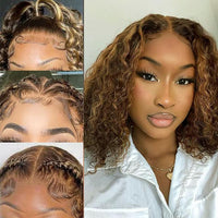 P4/27 Highlight Bob Deep Wave 5x5 & 13x4 Transparent Lace Wigs 100% Human Hair