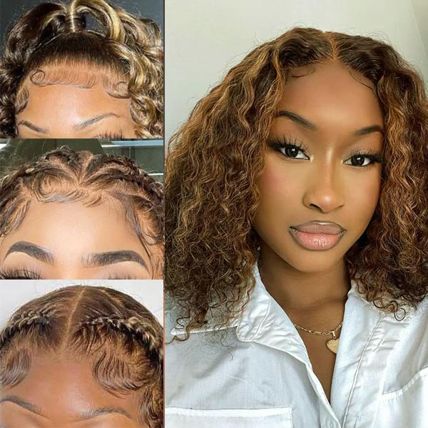 P4/27 Highlight Bob Deep Wave 5x5 & 13x4 Transparent Lace Wigs 100% Human Hair