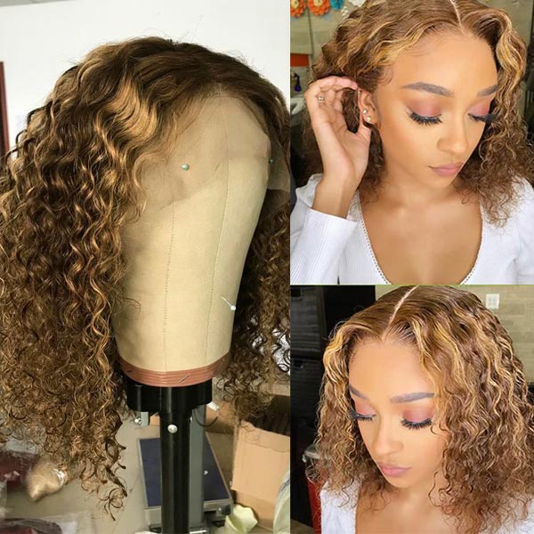 P4/27 Highlight Bob Deep Wave 5x5 & 13x4 Transparent Lace Wigs 100% Human Hair