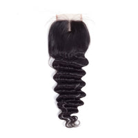 Loose Deep Wave Bundles With Lace Closure 12A Brazilian Virgin Human Hair Weave