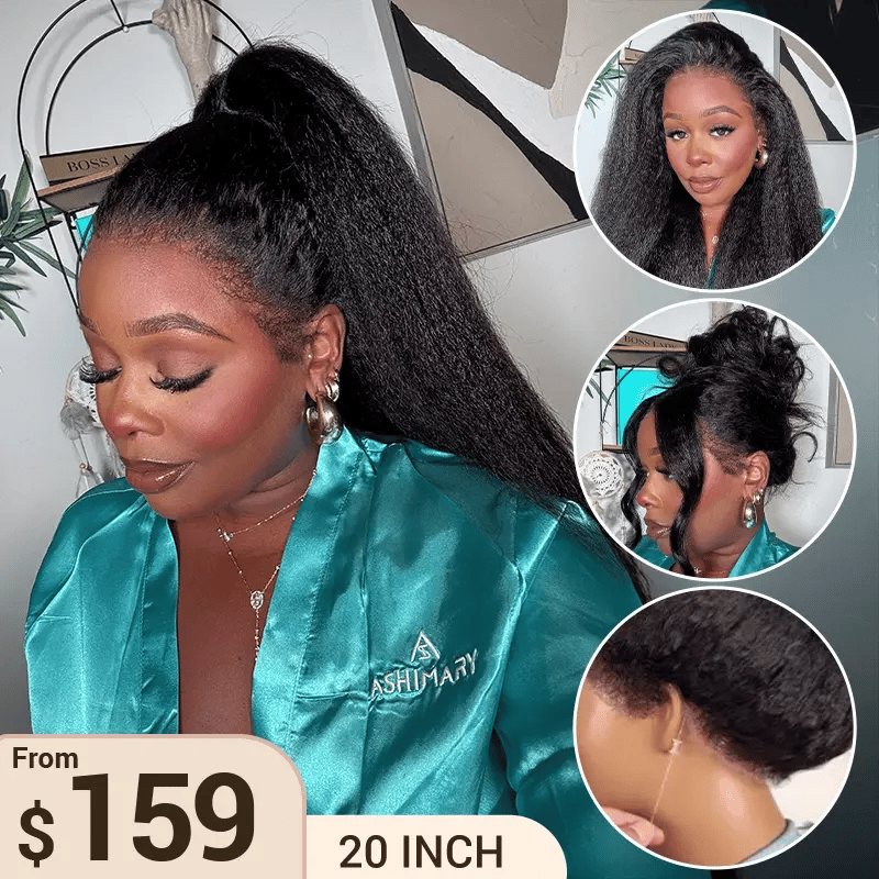 Glueless Newborn Hairline Invisi Strap 360 Skin Lace Frontal Kinky Straight Wig Pre-Everything Natural Look Human Hair Wig