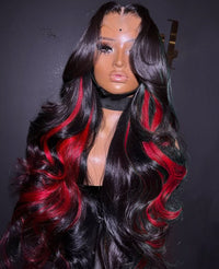 Red Highlight Wig 3D Body Wave 5x5 13x4 13x6 Lace Frontal Human Hair Wigs 180% Density