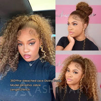 Water Wave Highlight Ombre Color Invisi Strap Snug Fit 360 Skin Lace Frontal Wig Glueless Human Hair