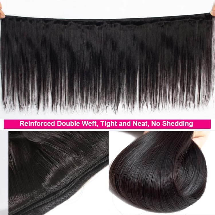 Bone Straight Human Hair 3 Bundles With 13x4 HD Lace Frontal 12A Virgin Hair Weaves