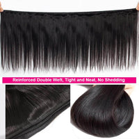Bone Straight Human Hair 3 Bundles With 13x4 HD Lace Frontal 12A Virgin Hair Weaves