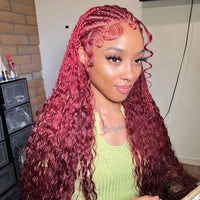 Bleached Knots 99J Deep Curly Burgundy Wig 360 Transparent Lace Human Hair Wigs