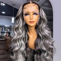 Platinum Highlights Mixed Color 3D Body Wave 13x4 Lace Frontal Human Hair Wigs