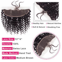 13x4 HD Transparent Lace Frontal Closure Deep Wave Brazilian Virgin Human Hair