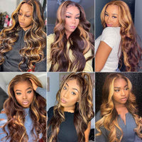 P4/27 Highlights Bundles With Frontal Body Wave 12A Brazilian Virgin Human Hair