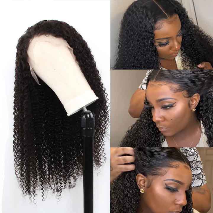 Kinky Curly Hair 13x4 Lace Frontal Wig Pre Plucked Natural Hairline Curly Hairstyles