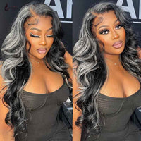 Platinum Highlights Mixed Color 3D Body Wave 13x4 Lace Frontal Human Hair Wigs