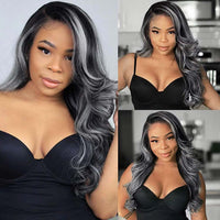Platinum Highlights Mixed Color 3D Body Wave 13x4 Lace Frontal Human Hair Wigs