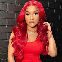 Red Wig Dyed From 613 Blonde Hair 13x4 HD Lace Front Human Hair Wigs 180% Density