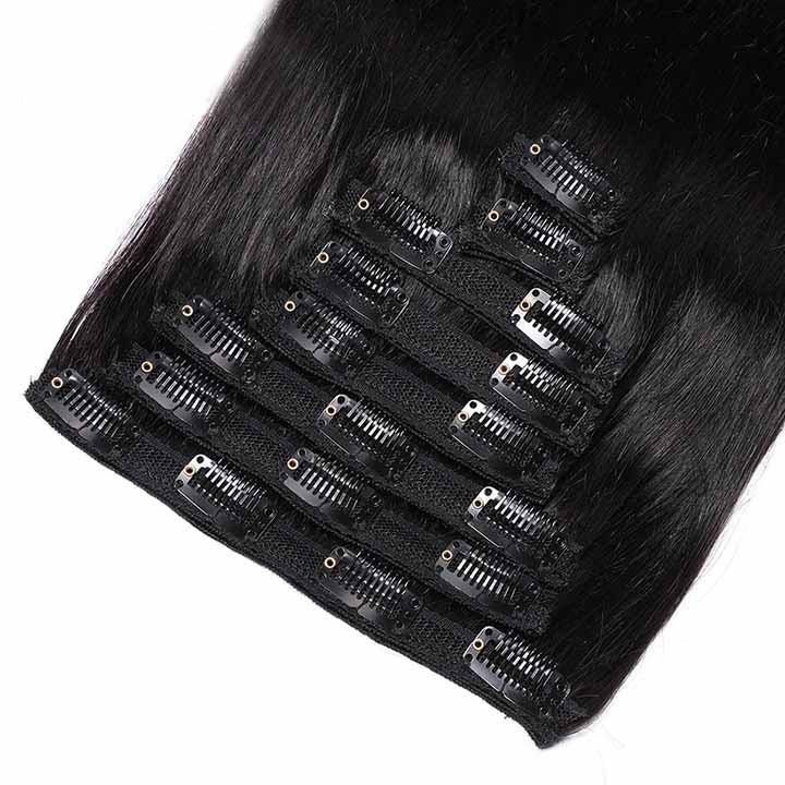 Straight Clip In Human Hair Extensions Full Head 120g/set Clip on Hair Extension for Women