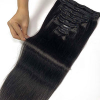Straight Clip In Human Hair Extensions Full Head 120g/set Clip on Hair Extension for Women