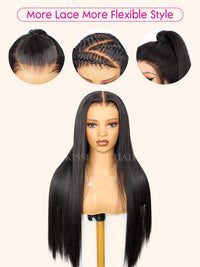 Kisslove Beginner Friendly Snug Fit 360 Lace Frontal Wig Bone Straight Hair Wigs With Invisi-Drawstring
