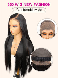 Kisslove Beginner Friendly Snug Fit 360 Lace Frontal Wig Bone Straight Hair Wigs With Invisi-Drawstring