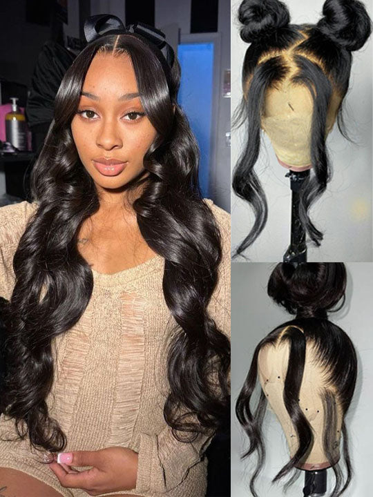 Full Lace Wig Body Wave Brazilian Human Hair Wigs Pre Plucked Real Scalp Invisi-Drawstring Cap