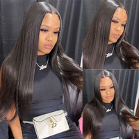 4*4 Transparent Lace Closure Wig Glueless Brazilian Straight Virgin Human Hair Wigs
