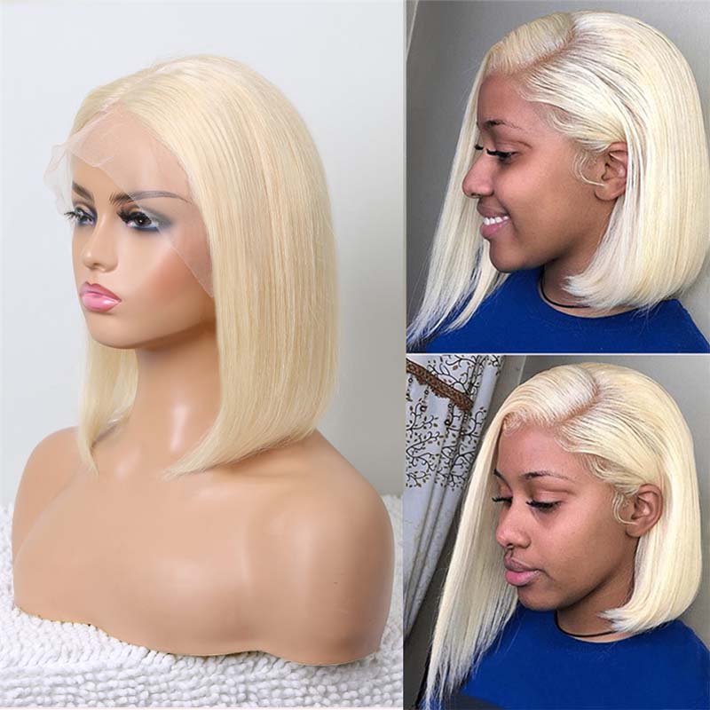 613 Honey Blonde Bob Wig 13x4 HD Transparent Lace Front Human Hair Wigs