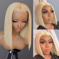 613 Honey Blonde Bob Wig 13x4 HD Transparent Lace Front Human Hair Wigs