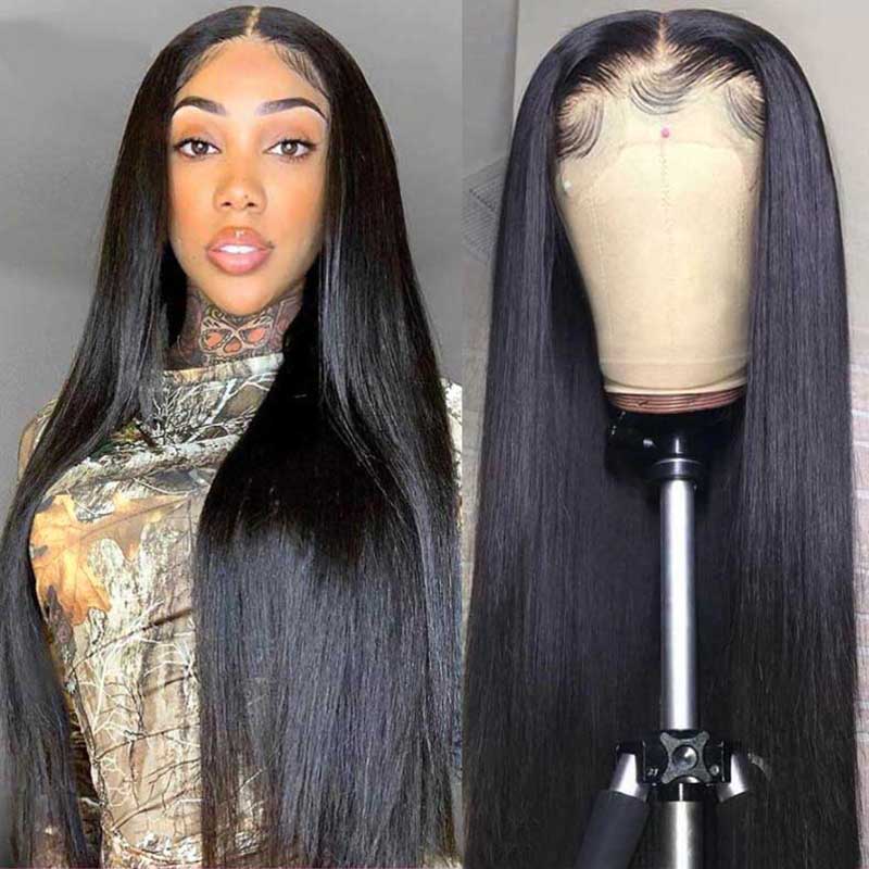 Double Drawn 6*6 Lace Closure Wig 14A Brazilian Straight Hair Lace Wigs For Women