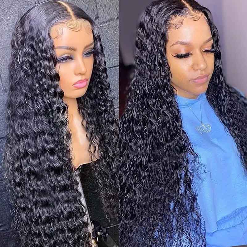 Double Drawn 6*6 Lace Closure Wig Glueless Deep Wave 14A Brazilian Virgin Human Hair Wigs