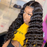 Crimped Hair 5*5 HD Lace Wig Loose Deep Wave 14A Brazilian Virgin Human Hair Wigs