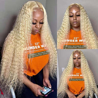 5*5 HD Lace 613 Blonde Hair Deep Curly Wave Brazilian Human Hair Wigs