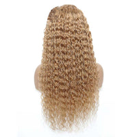Honey Brown Curly Hair Wig Deep Wave 13x4 Lace Front Human Hair Wigs