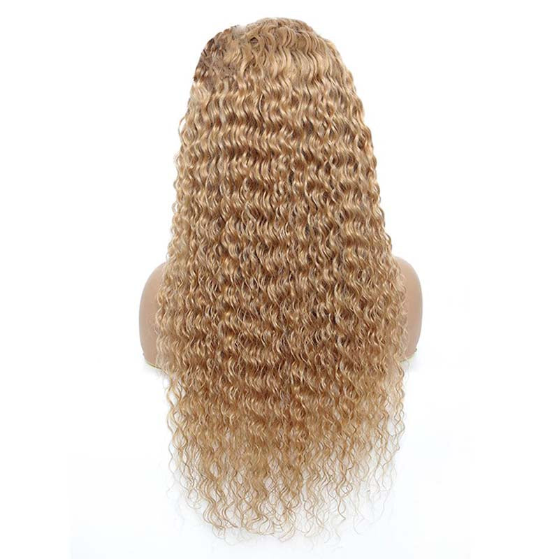 Honey Brown Curly Hair Wig Deep Wave 13x4 Lace Front Human Hair Wigs