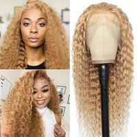 Honey Brown Curly Hair Wig Deep Wave 13x4 Lace Front Human Hair Wigs