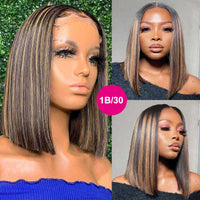 Highlight Bob Wig 13x4 Transparent Lace Front Human Hair Wigs Straight Hair