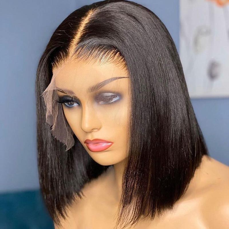 Kisslove Hair Straight Hair Short Bob Wig Brazilian 13x4 13x6 Lace Frontal Human Hair Wigs